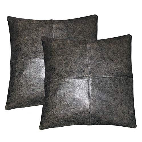 2 x Distressed Leather Sofa Cushion Covers Home Decor -
