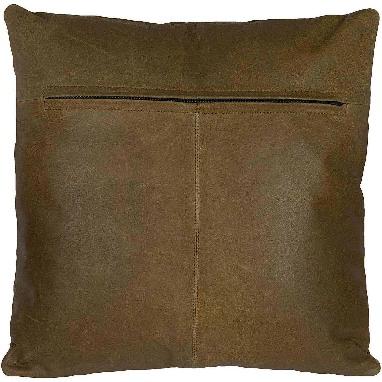 2 x Embroidery Brown Vintage Leather Sofa Cushion Covers Home Decor -
