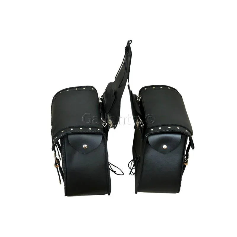 20082 zip-off eagle harley style motorcycle leather saddle bag -