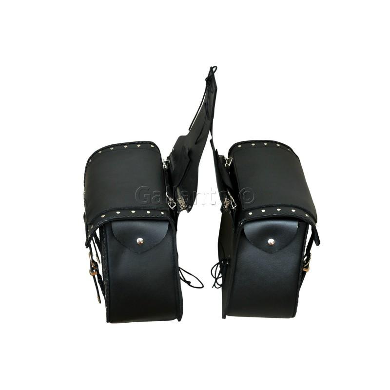 20082 Zip-Off Eagle Harley Style Motorcycle Leather Saddle Bag -