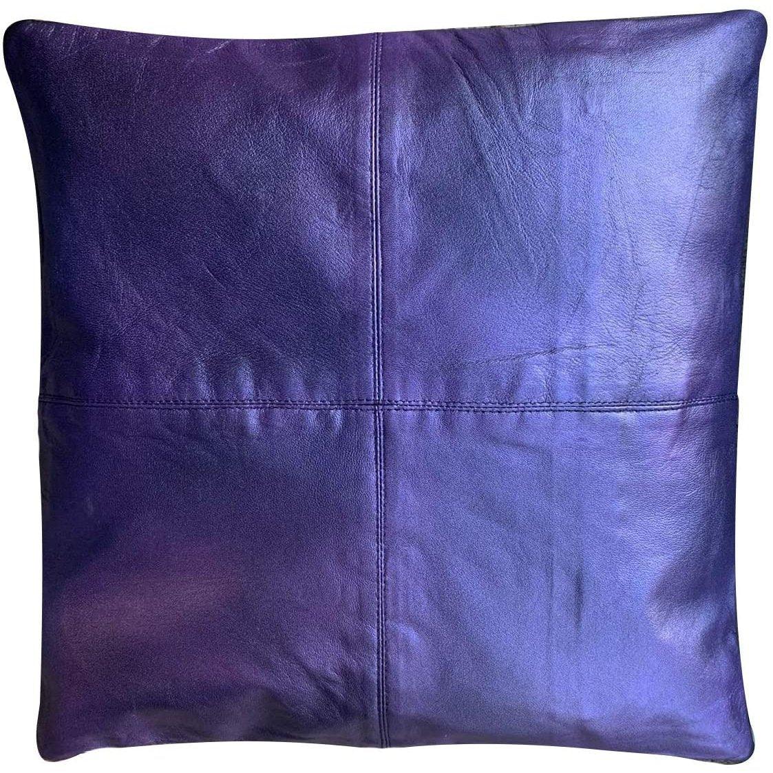 2x genuine 100% metallic purple, blue, green, pink leather sofa cushion covers -