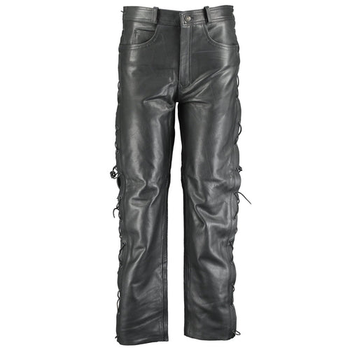 502 Jean Style Leather Pants Trousers with Side Laces -