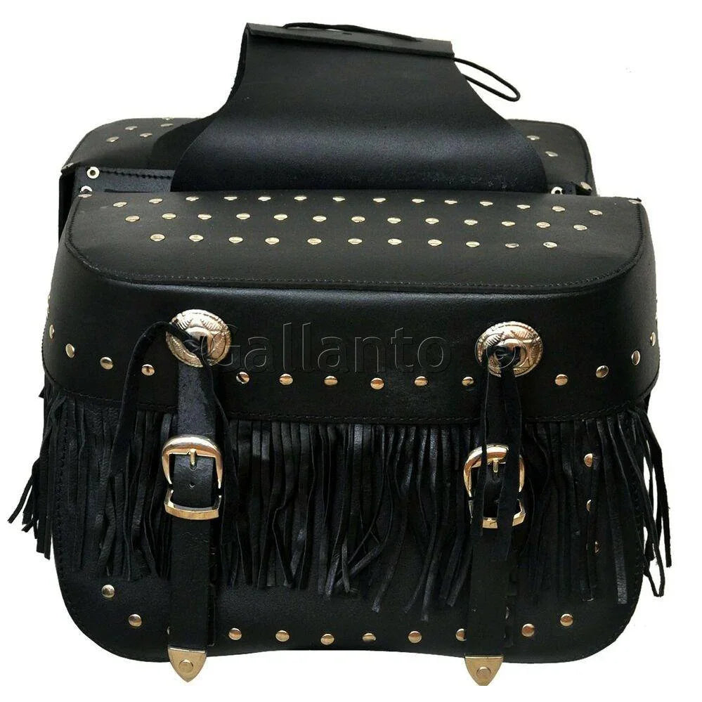 507 fringe tassle motorcycle leather saddle bag -