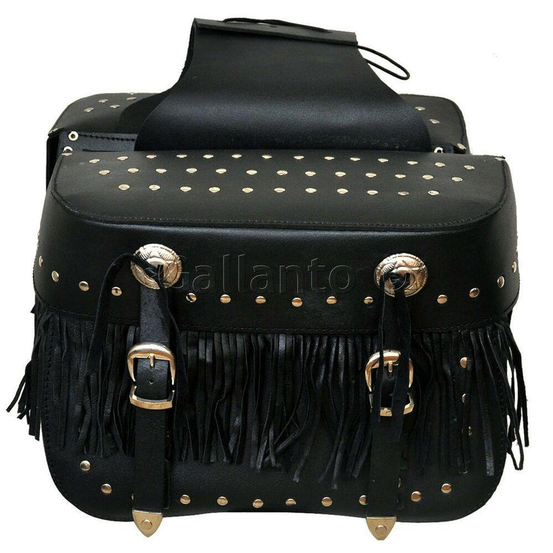 507 Fringe Tassle Motorcycle Leather Saddle Bag -