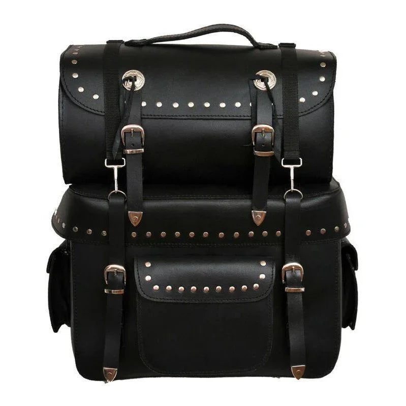 511 large deluxe motorcycle saddle touring bag leather -