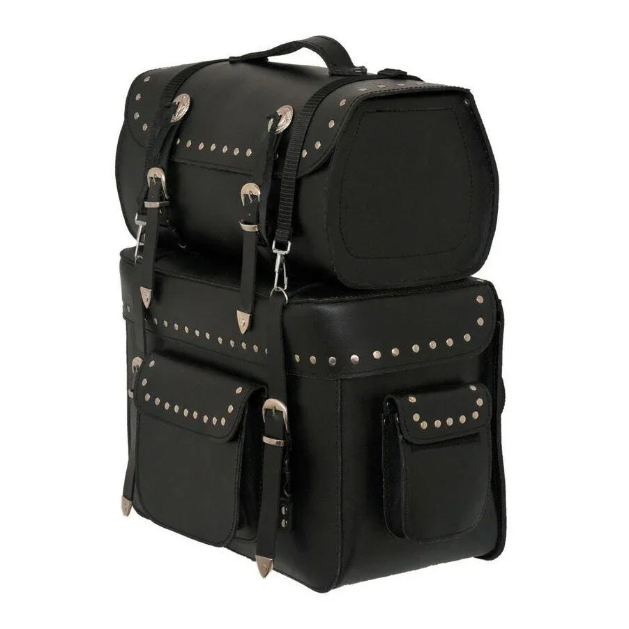511 large deluxe motorcycle saddle touring bag leather -