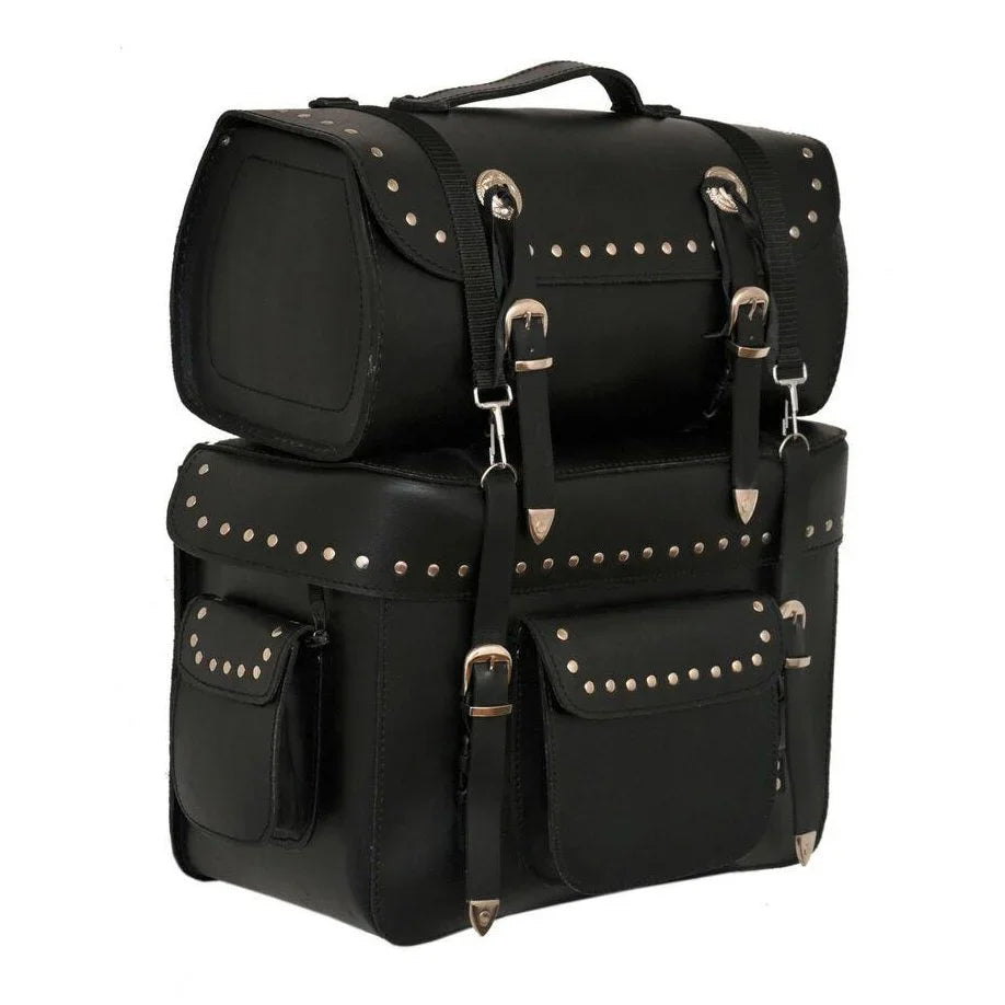 511 large deluxe motorcycle saddle touring bag leather -