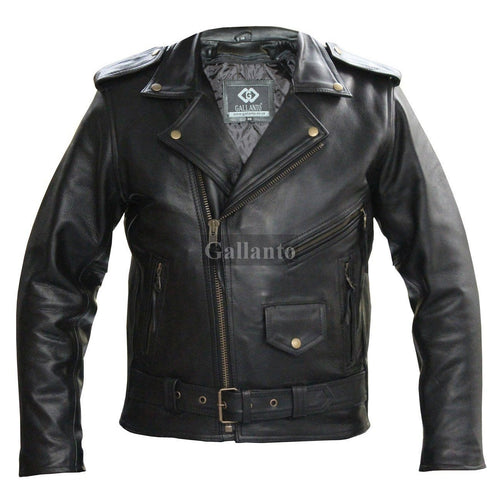 Antique Naked Cowhide Marlon Brando Biker Leather Jacket -