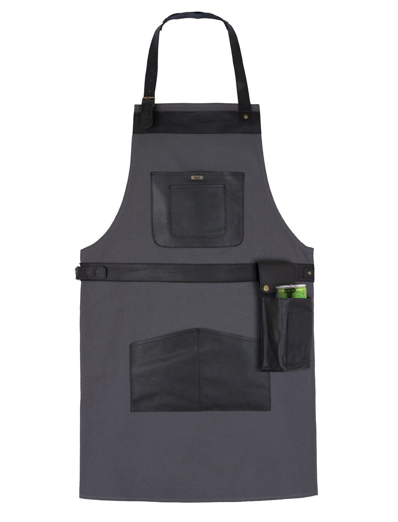 BBQ, Blacksmith, Grill, Woodwork, Chef, Butcher Canvas Apron with Leather Straps -