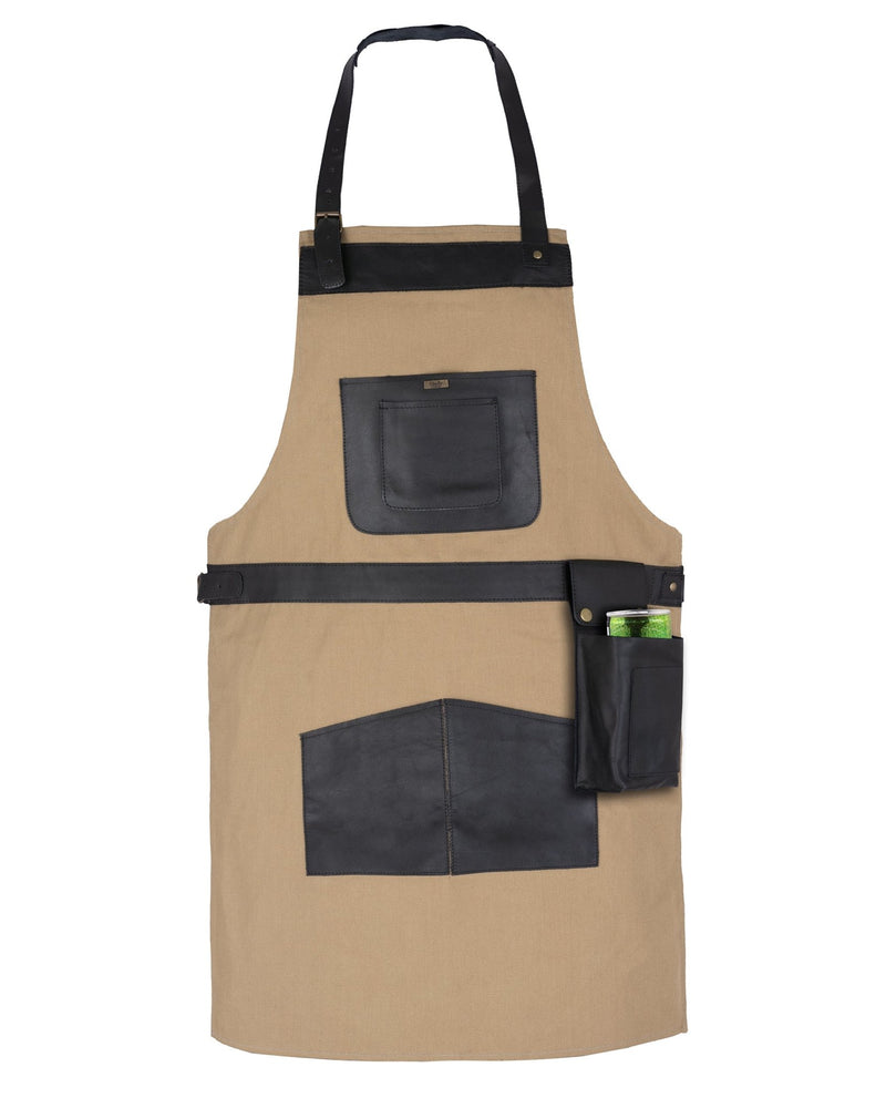 BBQ, Blacksmith, Grill, Woodwork, Chef, Butcher Canvas Apron with Leather Straps -