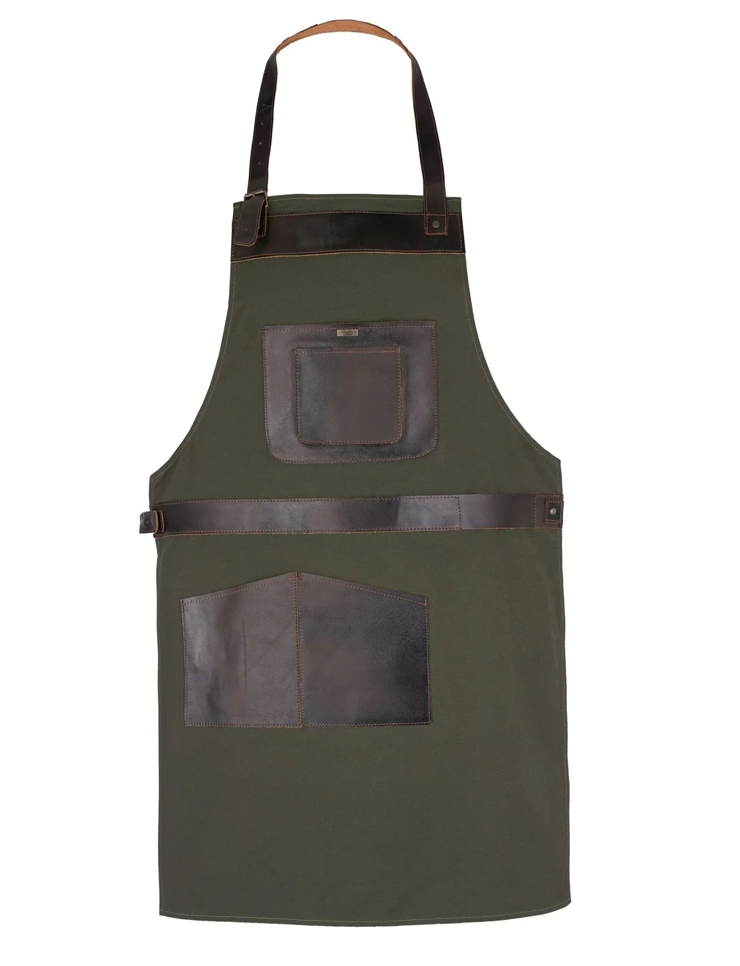 bbq, blacksmith, grill, woodwork, chef, butcher canvas apron with leather straps -