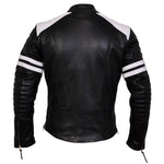 Black and White Cowhide Leather Jacket -