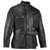 Black Benjamin Button Long Biker Leather Jacket -