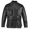 Black Benjamin Button Long Biker Leather Jacket -