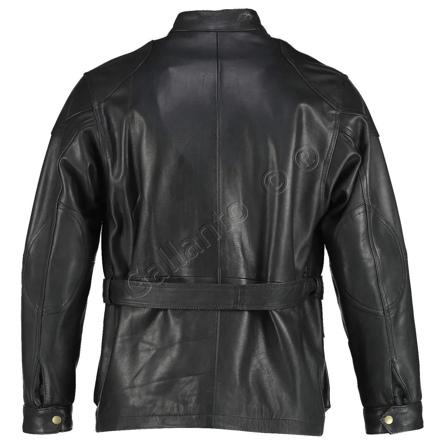 black benjamin button long biker leather jacket -
