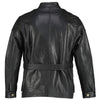 Black Benjamin Button Long Biker Leather Jacket -