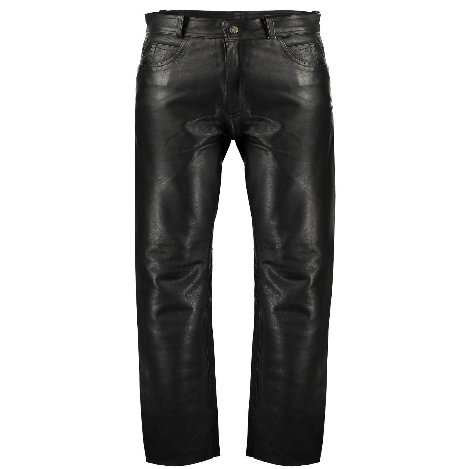 Black Classic Fitted Biker Cowhide Leather Trousers for Sale in UK ...