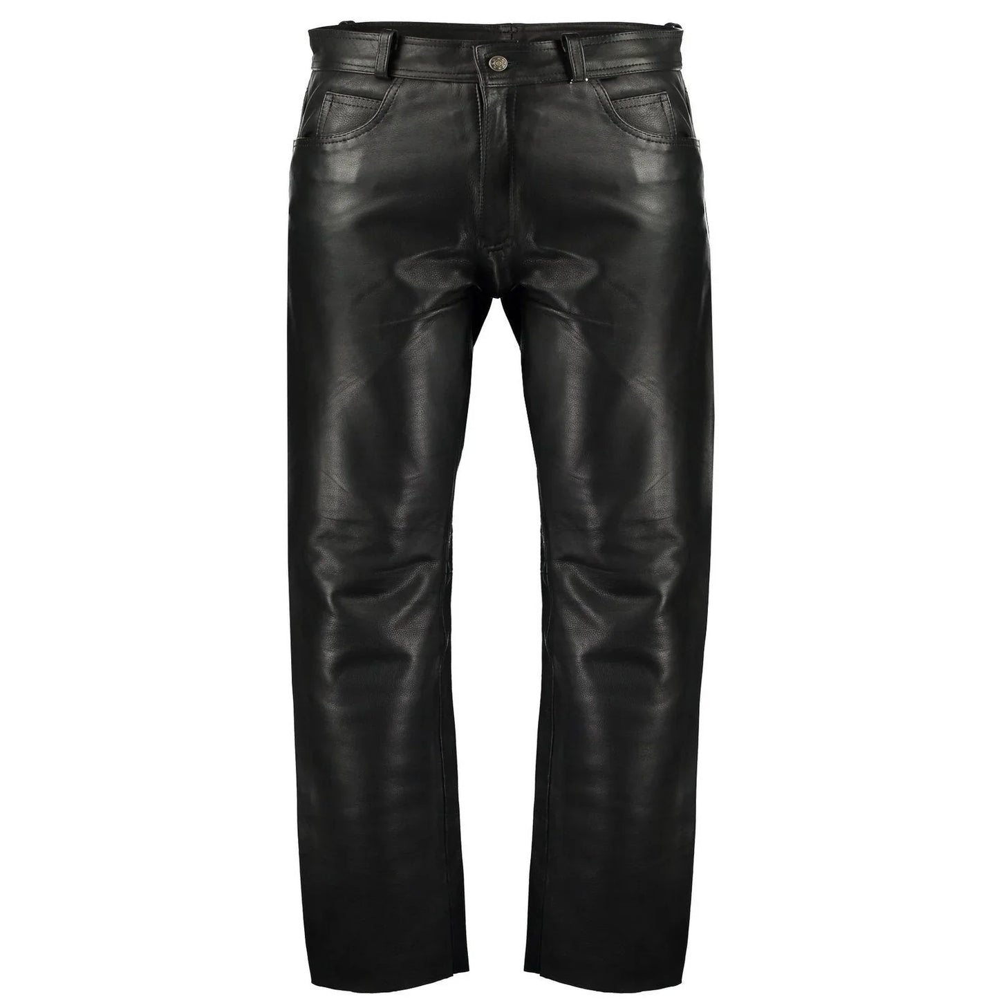 black classic fitted biker cowhide leather trousers -