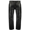 Black Classic Fitted Biker Cowhide Leather Trousers -