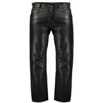 Black Classic Fitted Biker Cowhide Leather Trousers -