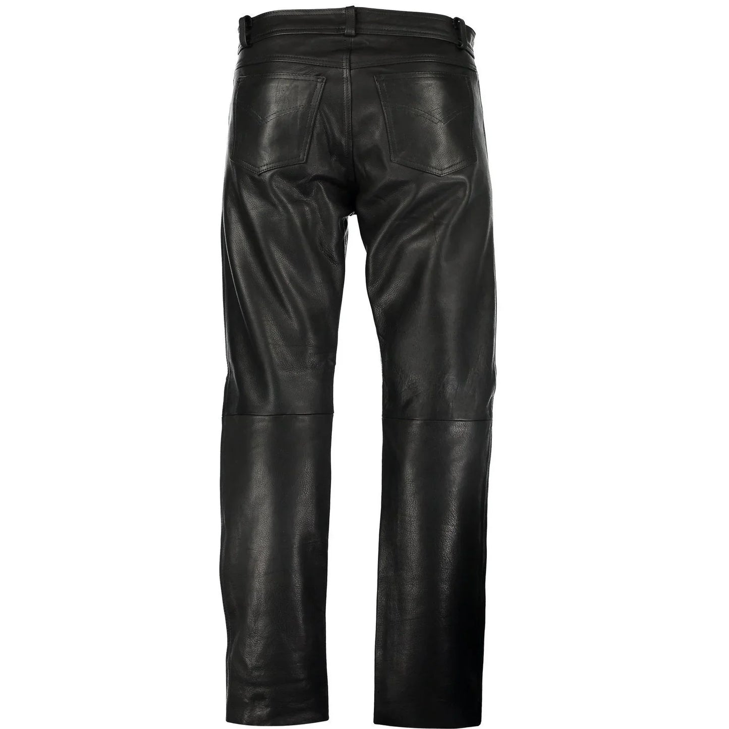 black classic fitted biker cowhide leather trousers -