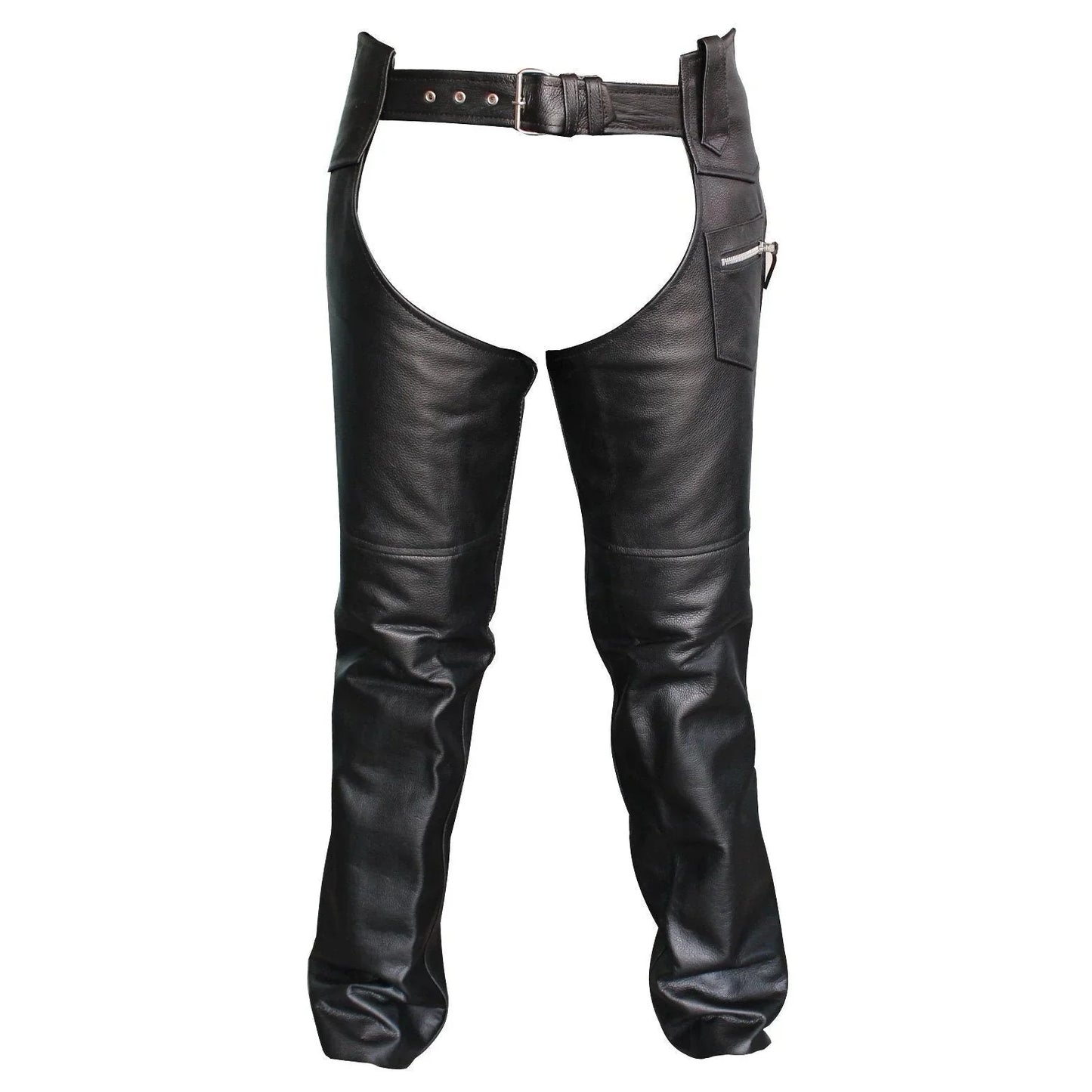 black classic motorcycle unisex cowhide leather riding chaps -