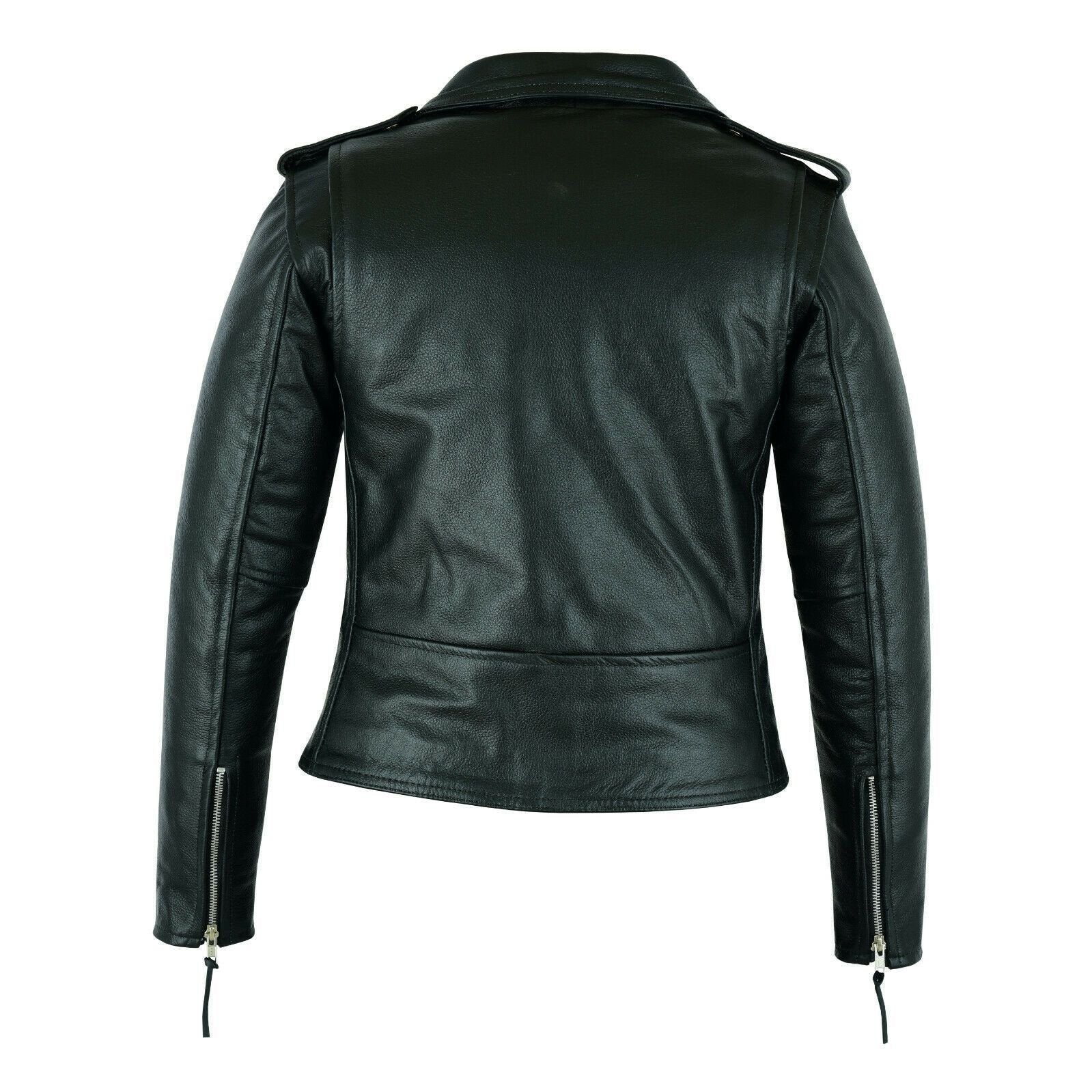 Black Classic Womens Brando Motorcycle Leather Jacket Ladies Biker Cowhide -