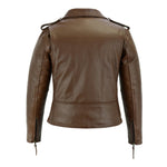 Black Classic Womens Brando Motorcycle Leather Jacket Ladies Biker Cowhide -