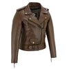 Black Classic Womens Brando Motorcycle Leather Jacket Ladies Biker Cowhide -