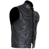 Black Cut Off Gilet Cowhide Leather Mens Waistcoat -
