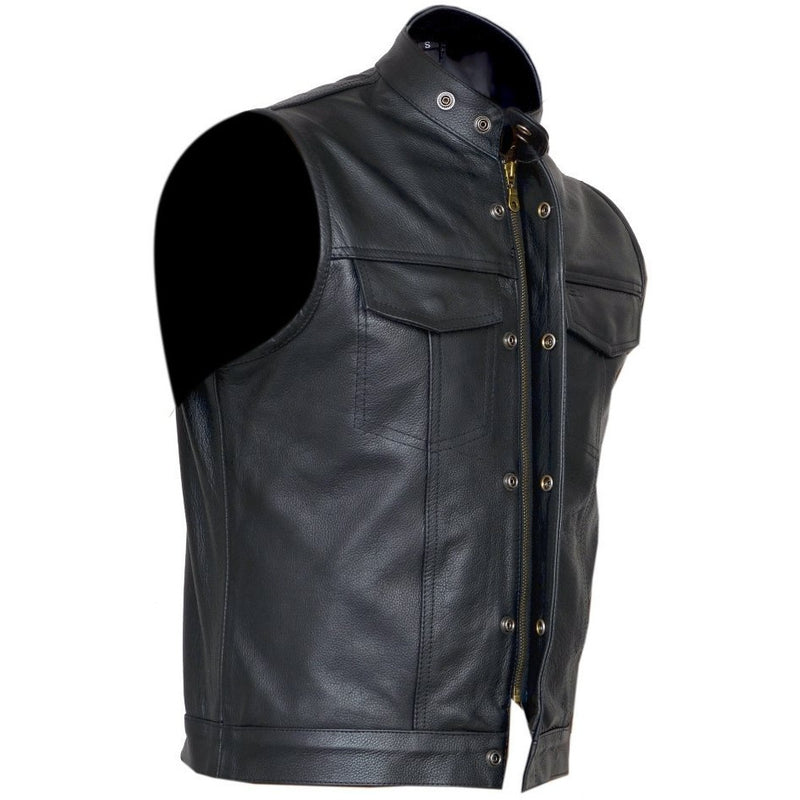 Black Cut Off Gilet Cowhide Leather Mens Waistcoat Vest Sons of Anarch –  THE ULTIMATE GEAR LTD