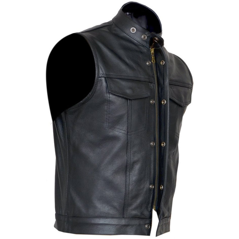 leather cut away vest