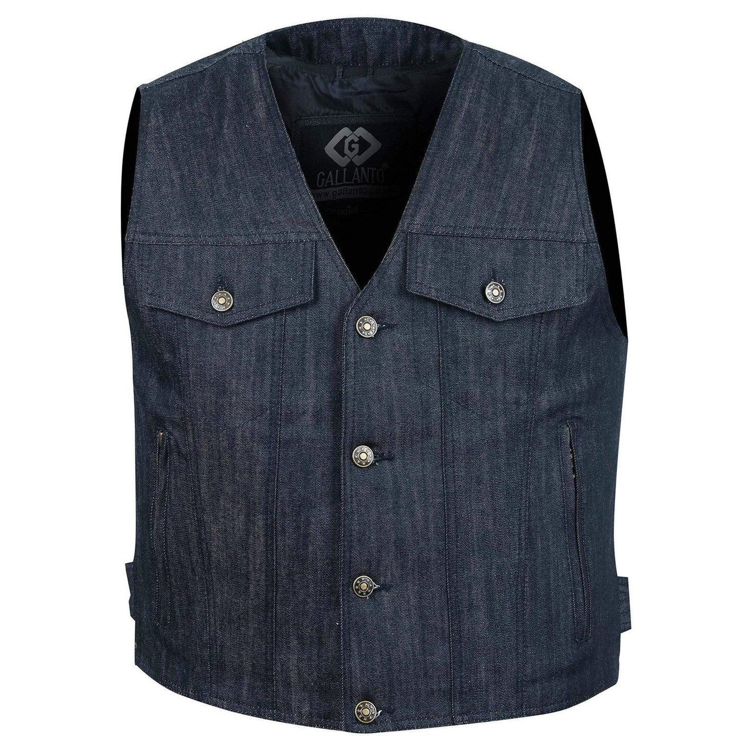 black denim jeans vest gilet biker casual lightweight -