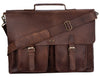 Black Leather briefcase Laptop Messenger Bags for Men & Women - Office File Folder Bag -