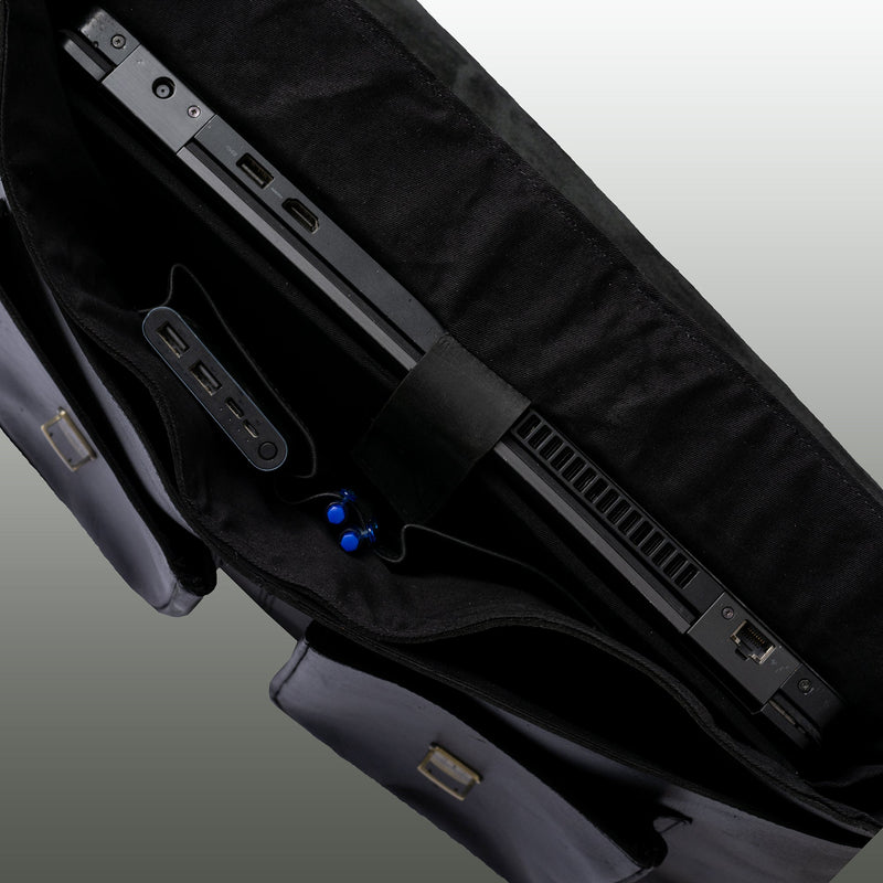 Black Leather briefcase Laptop Messenger Bags for Men & Women - Office File Folder Bag -