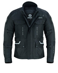 Black & Orange Biker Textile Long Motorcycle Jacket -
