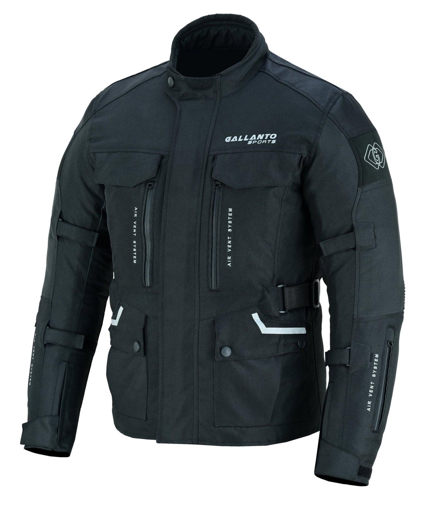 black & orange biker textile long motorcycle jacket -