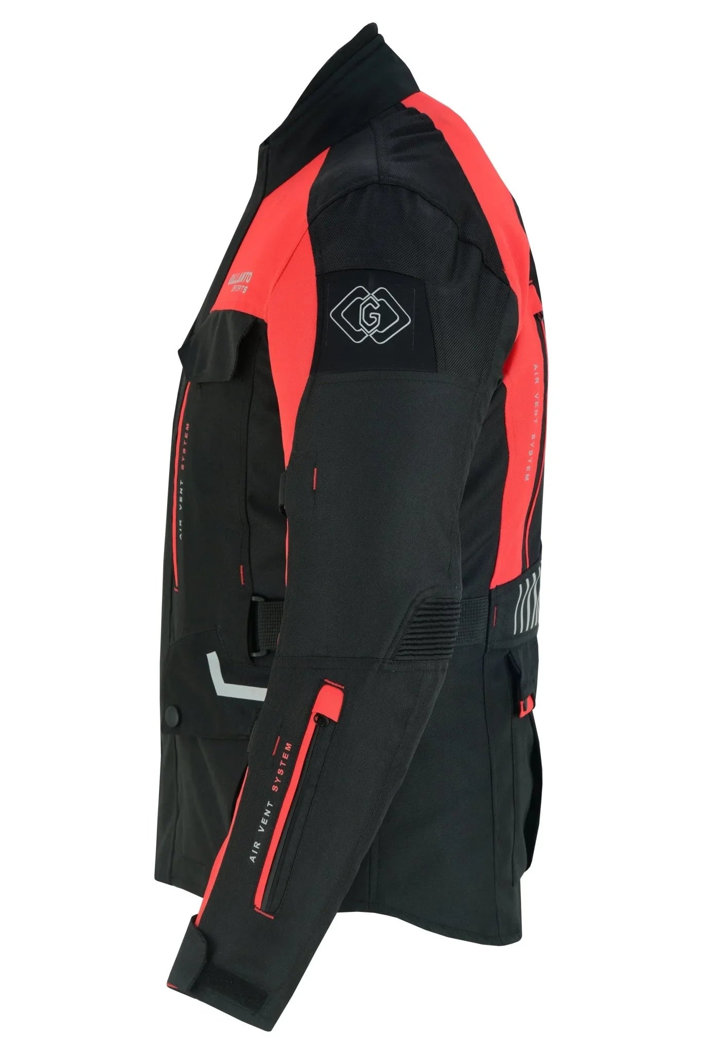 black & orange biker textile long motorcycle jacket -