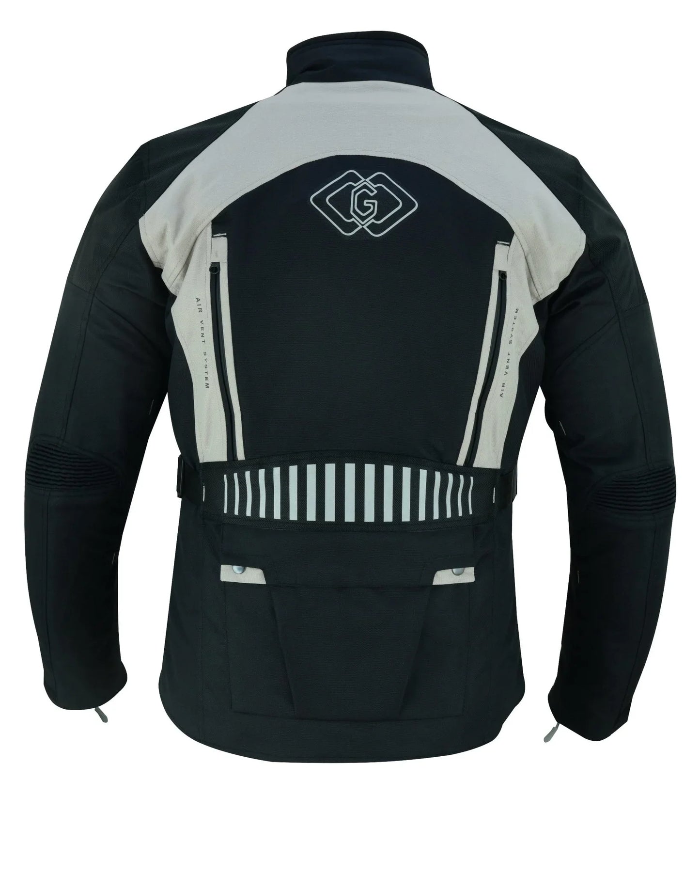 black & orange biker textile long motorcycle jacket -