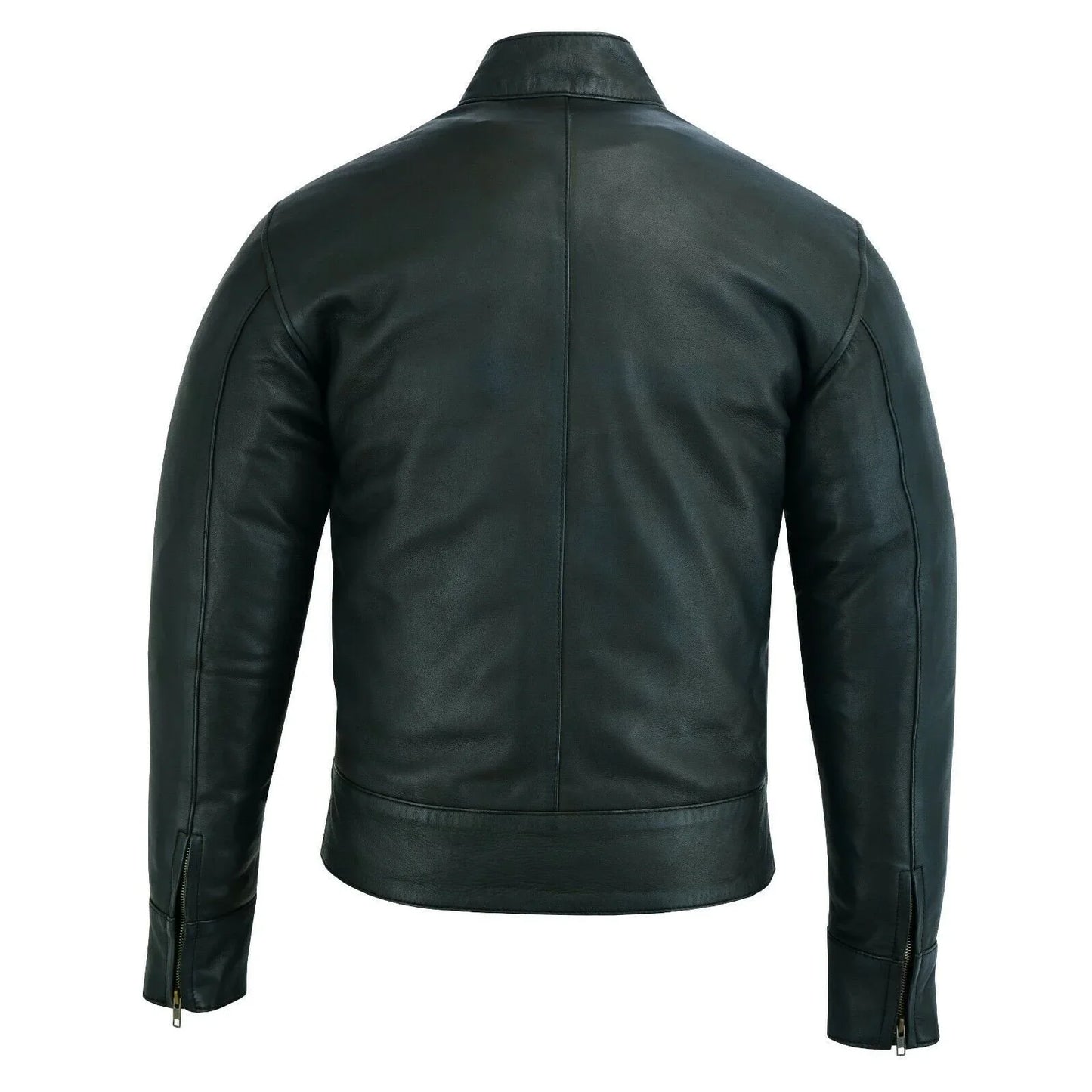 black smart cafe racer retro style red striped biker leather jacket motorcycle -