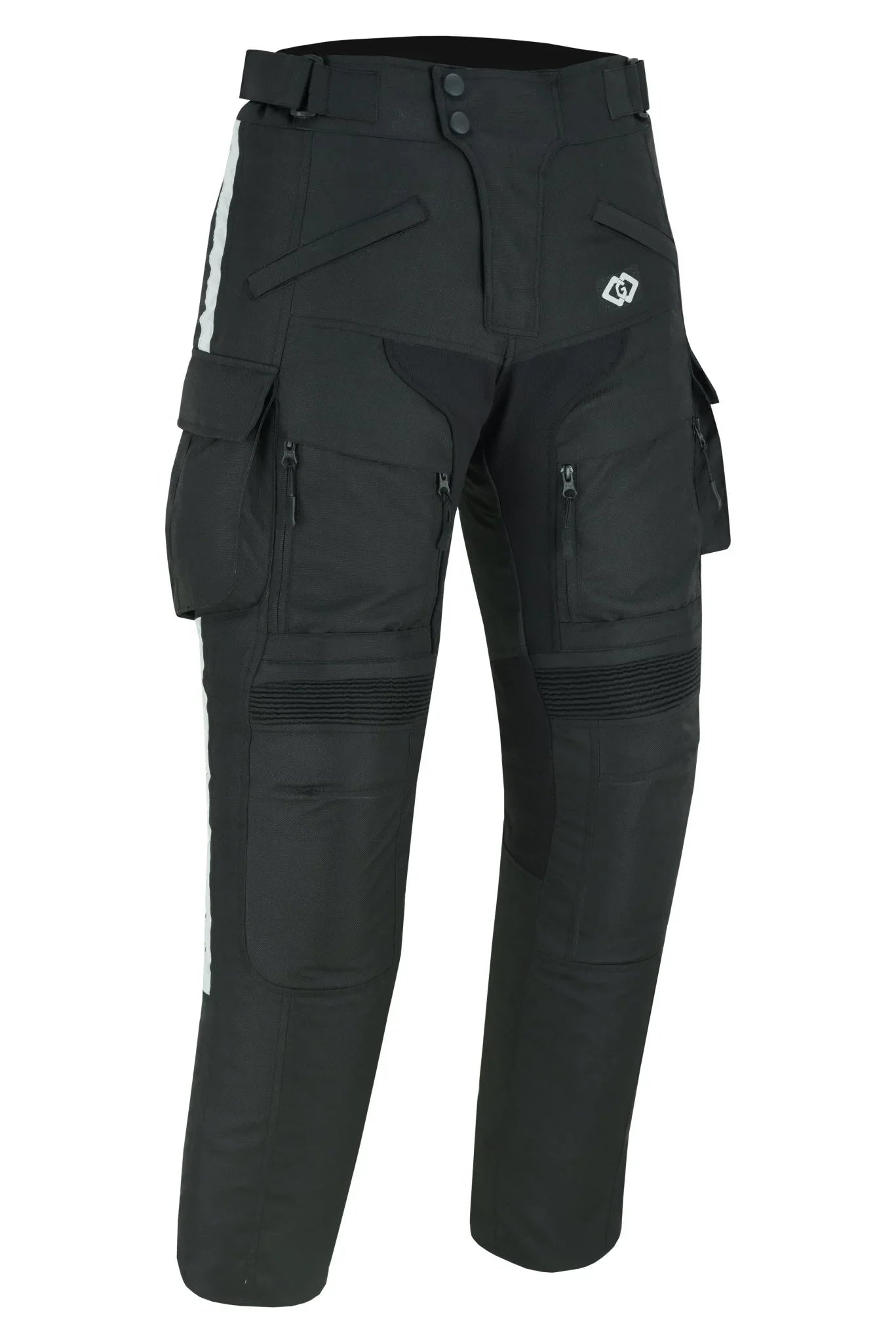 black textile biker motorcycle cargo waterproof armoured trousers pants -