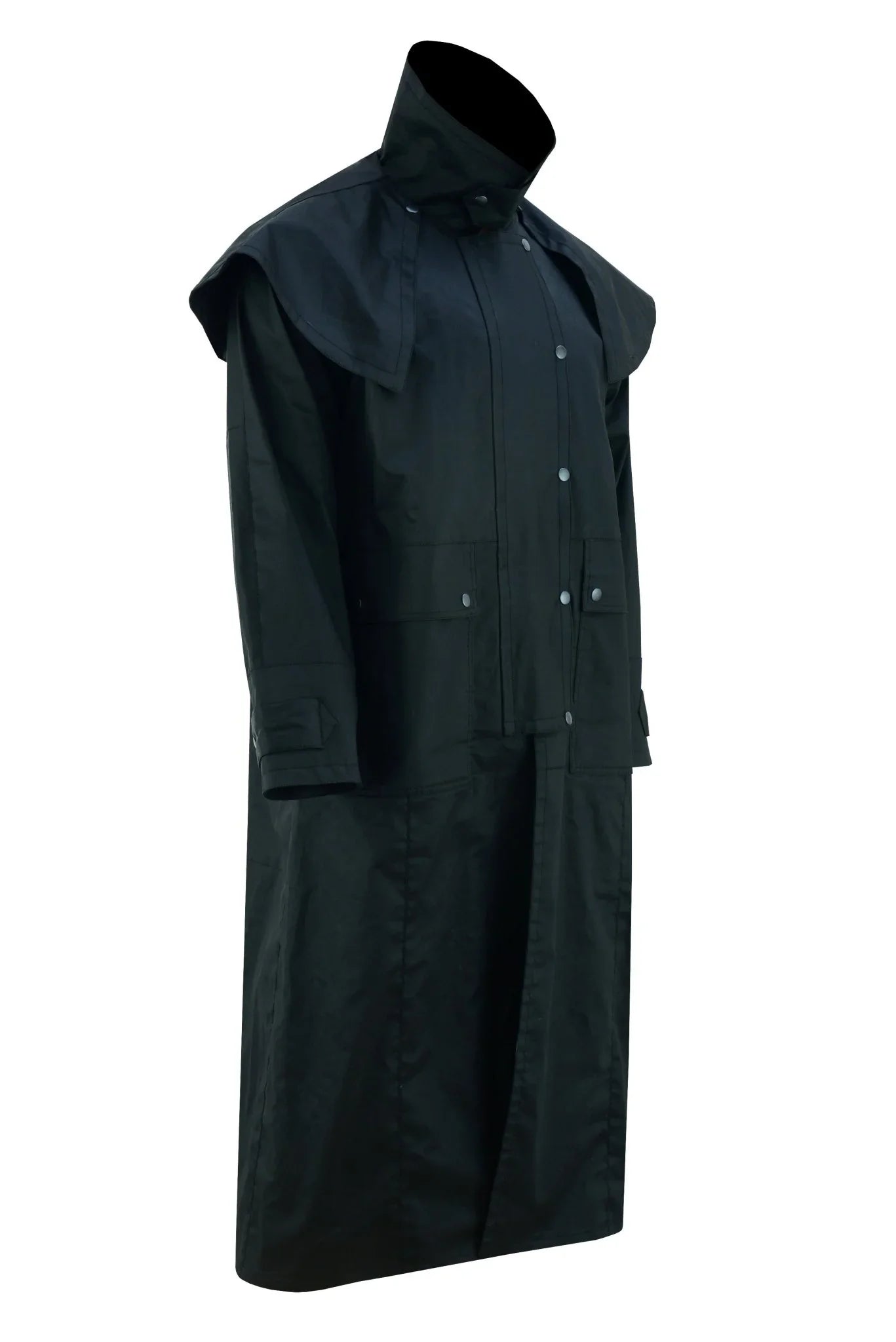 black unisex duster waterproof long coat countrywear -