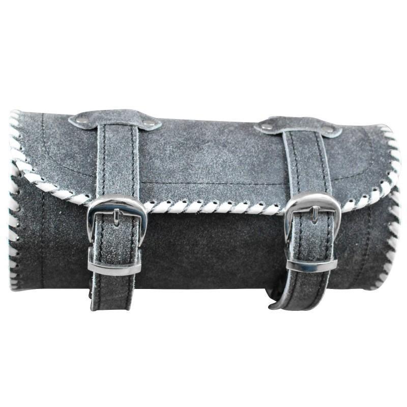 black vintage biker real cowhide leather tool bag -