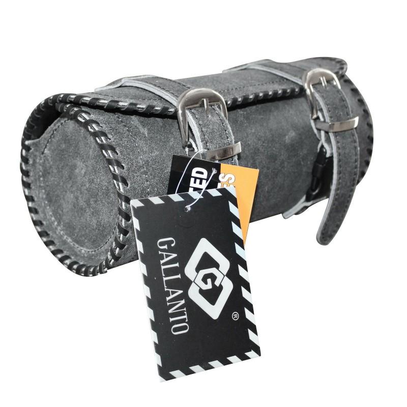 Black Vintage Biker Real Cowhide Leather Tool Bag -