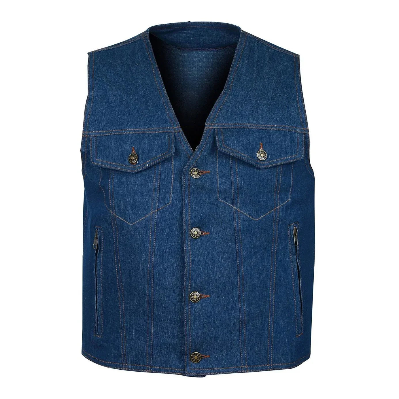blue biker denim jeans waistcoat lightweight -