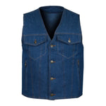 Blue Biker Denim Jeans Waistcoat Lightweight -