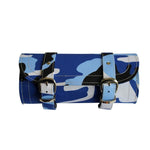 Blue Camouflage Print Biker Motorcycle Tool Roll Bag -