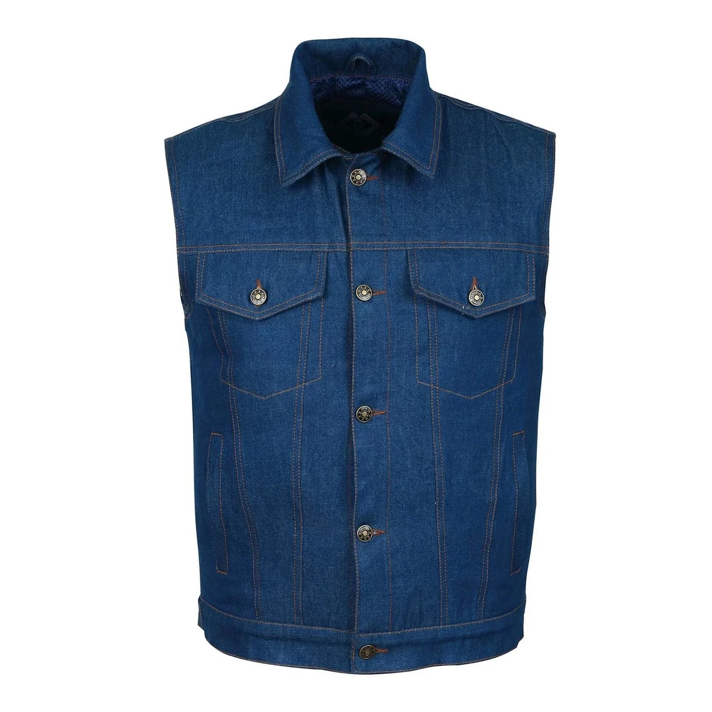 blue jeans trucker denim motorcycle vest -