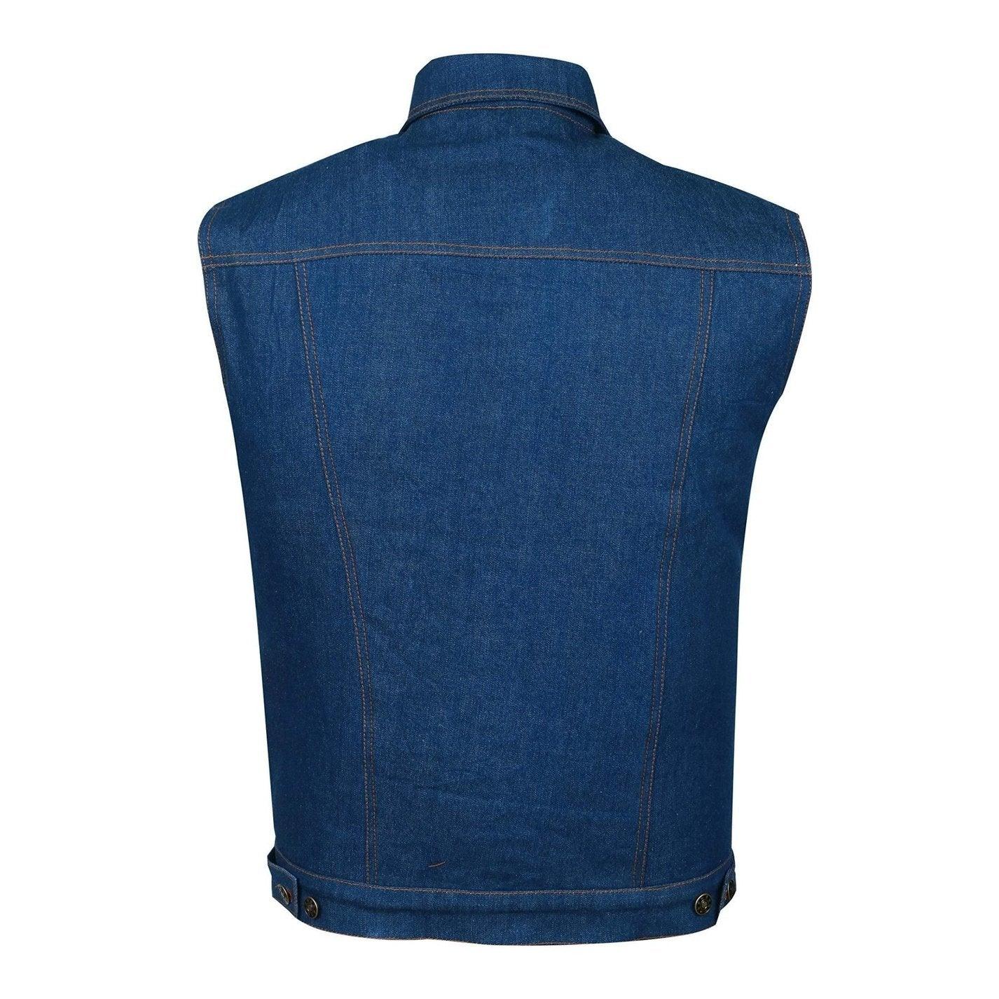 blue jeans trucker denim motorcycle vest -