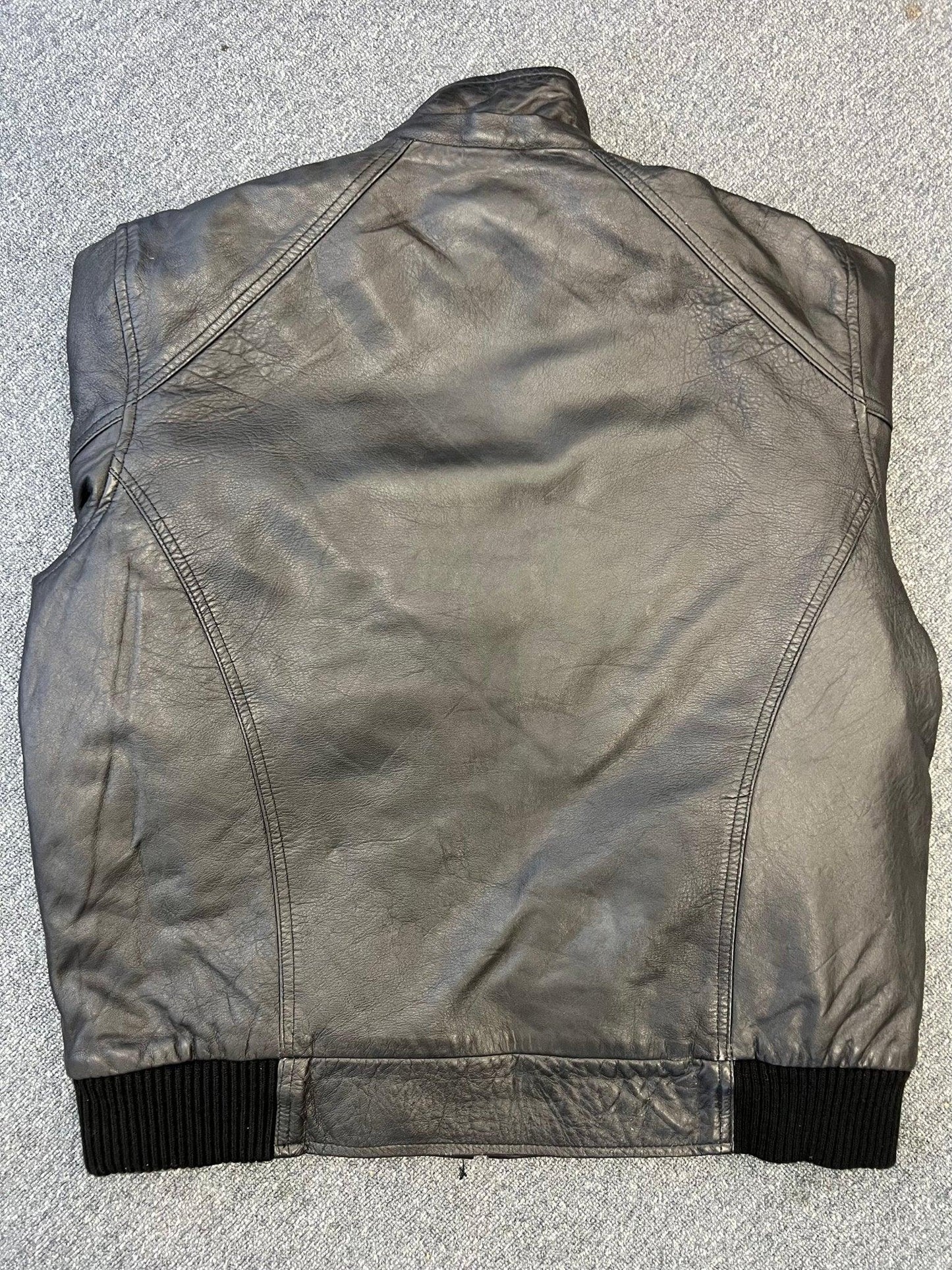 bomber black leather jacket -
